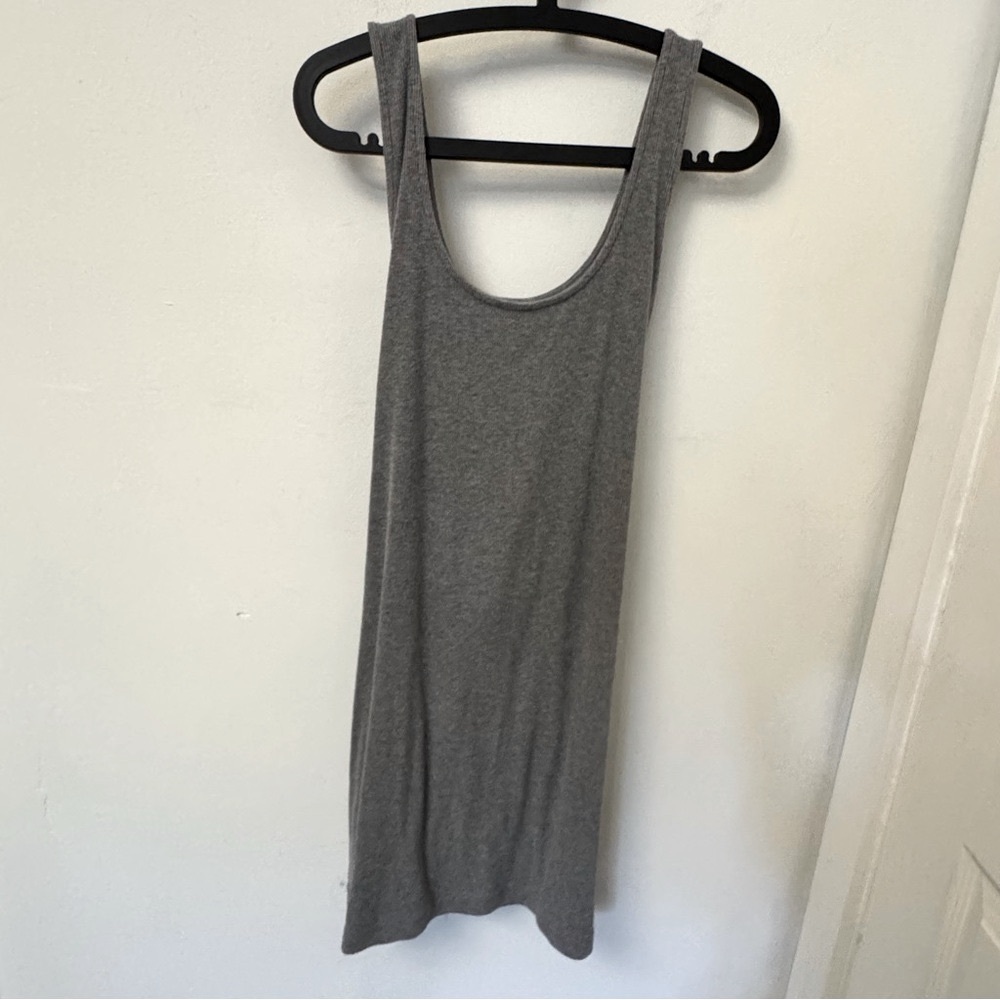Aerie Gray Sleeveless Women's ribbed tank dress with tie